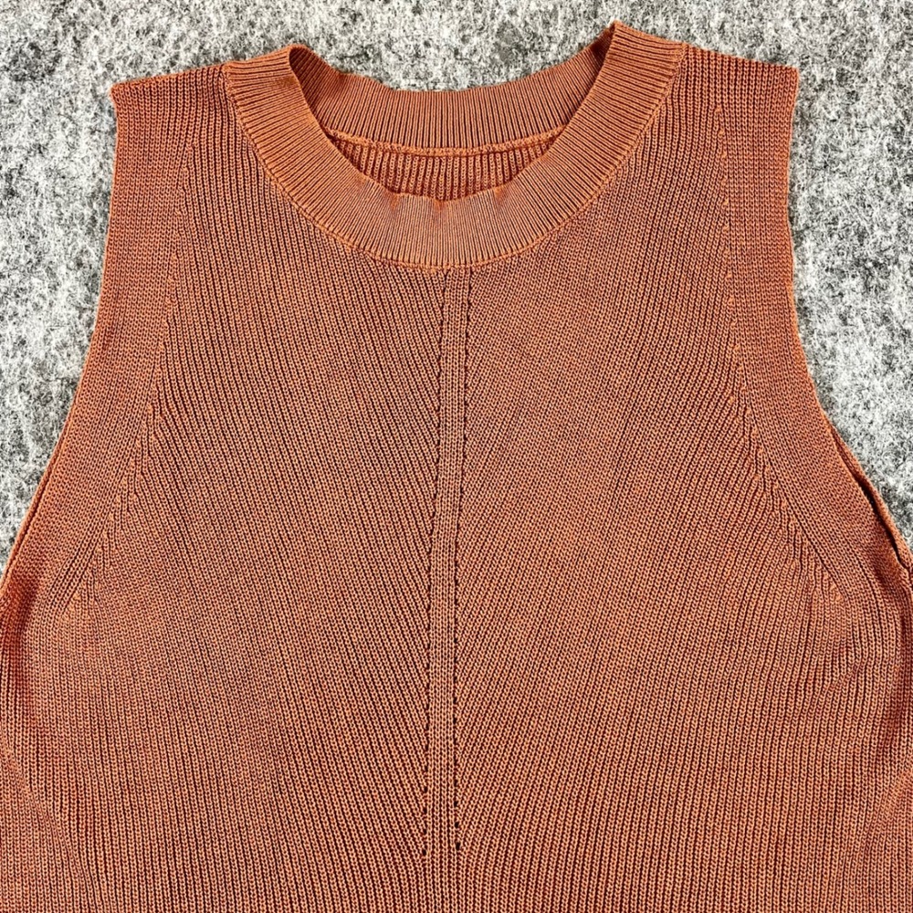 Rust Knit Sleeveless Top Women L Open Back Tie Boho Chic Earthy Casual Coastal - Picture 3 of 11